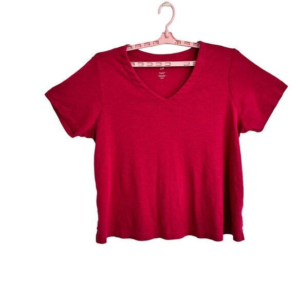 J.Jill Womens Pima Slub Knit V Neck Tee 2X 100% Pima Cotton Pink Beachy Vacation - Picture 1 of 10